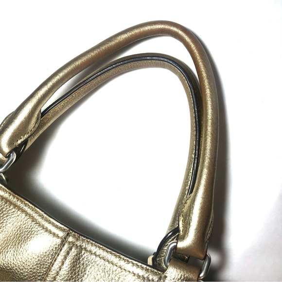 LAUREN RALPH LAUREN Gold Leather Satchel Tote with Shoulder Strap - Picture 12 of 14